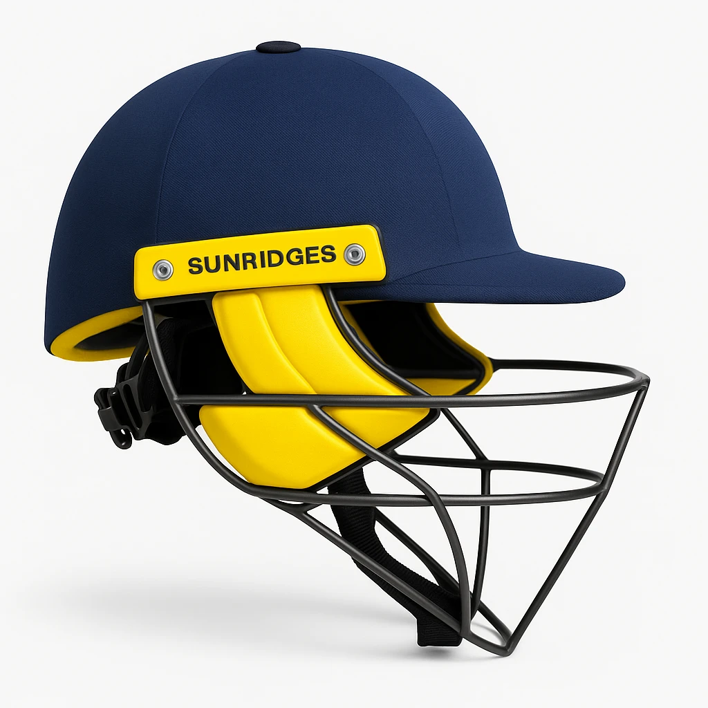 Sunridges Cricket Helmet – Navy & Yellow Pro Edition