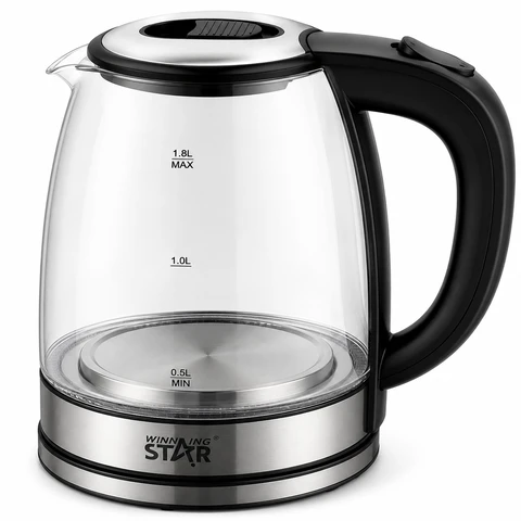 Smart Glass Electric Kettle 1.8L – Fast Boil Electric Water & Tea Kettle with Auto Shut-Off & Blue LED Light