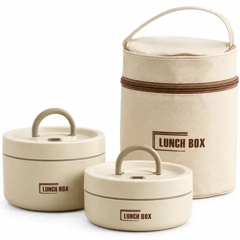 600ml Stainless Steel Insulated Lunch Box with Car...
