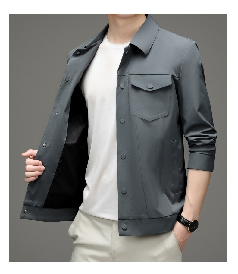 High-end new spring and autumn youth free ironing solid color men's profile jacket casual trend lapel men's clothing