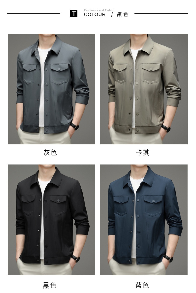 High-end new spring and autumn youth free ironing solid color men's profile jacket casual trend lapel men's clothing