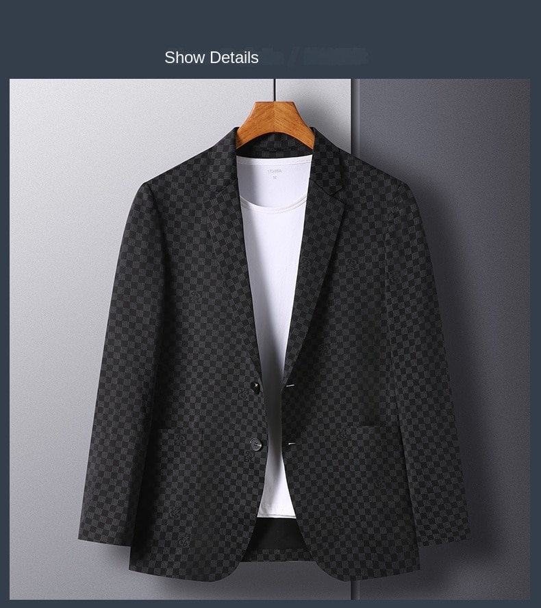 Top Grade Traceless New Brand Designer Casual Fashion Suit For Men Classic Expensive Blazer Jacket Plaid Coat Men's Clothing