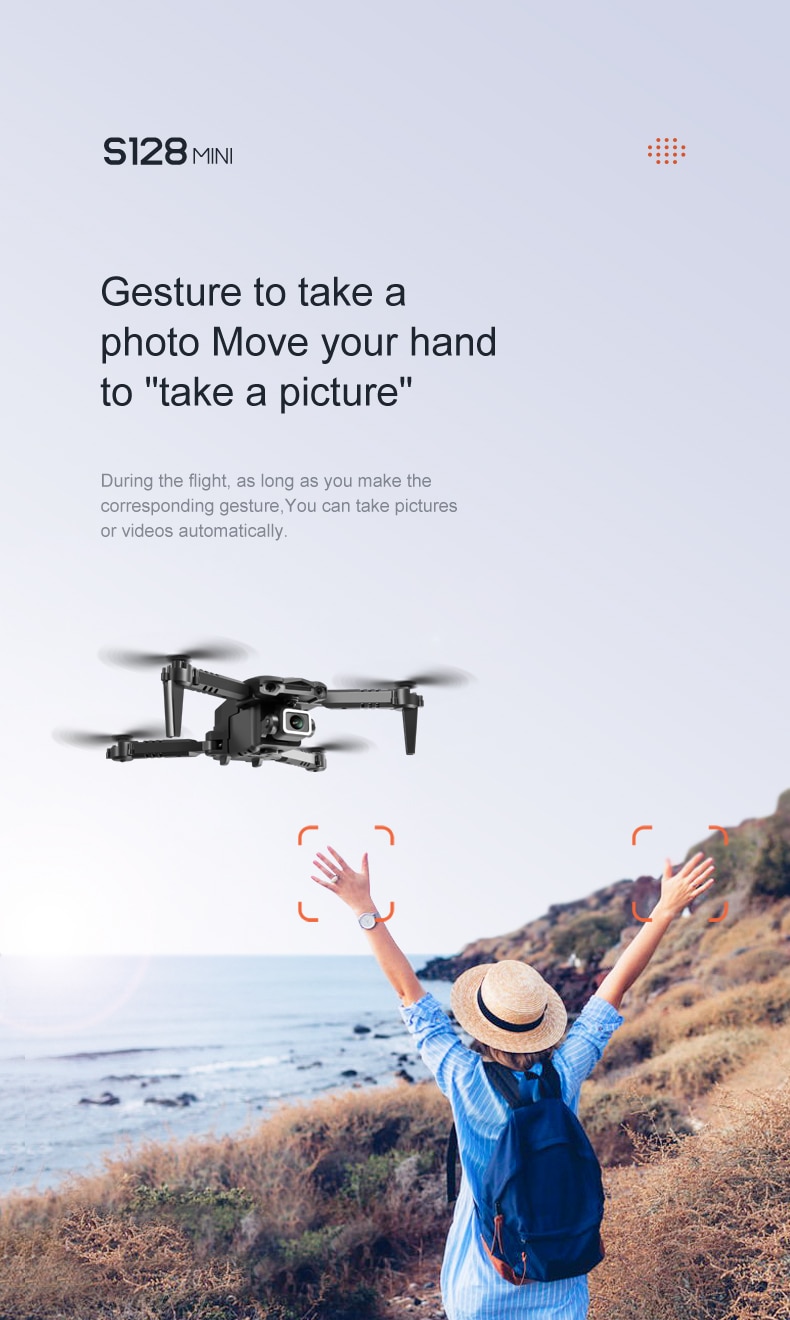 S128 Mini Drone 4K HD Camera Air Pressure Fixed Height Professional Three-Sided Obstacle Avoidance Foldable Quadcopter Toys 2022