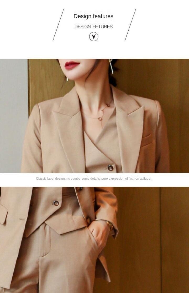 Women Vest Or Pant Or Blazer Office Work Elegant Solid Color High Waist Pants Casual Clothes Spring/Autumn Fashion New 2022