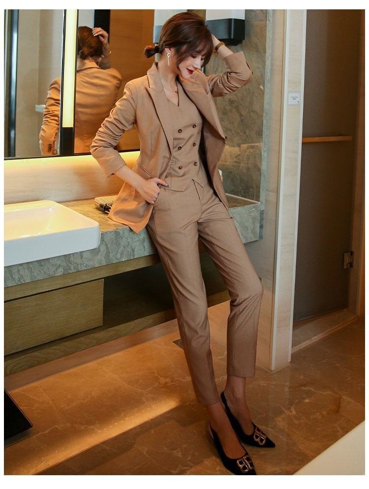 Women Vest Or Pant Or Blazer Office Work Elegant Solid Color High Waist Pants Casual Clothes Spring/Autumn Fashion New 2022
