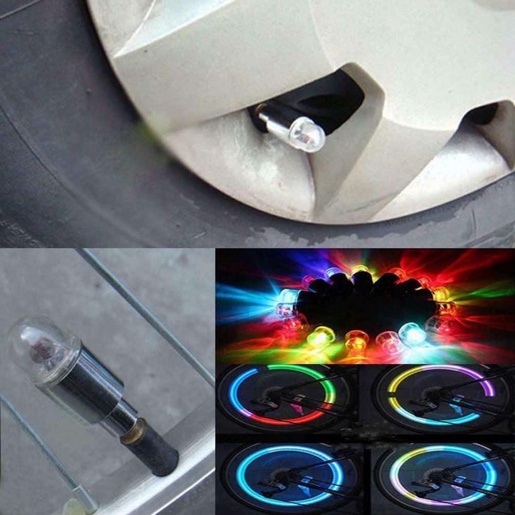 4pcs Wheel Lights Cap Car Auto Wheel Tire Tyre Air Valve Stem LED Light Cap Cover Accessories For Bike Car Motorcycle Waterproof