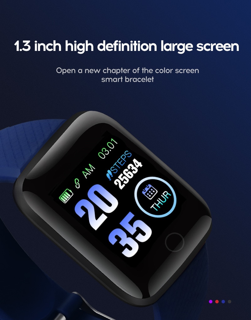 Plus Smart Bracelet Sports Bracelet D13 Color Screen Bracelet Sports Pedometer Bluetooth Reminder Heart Rate Blood Pressure