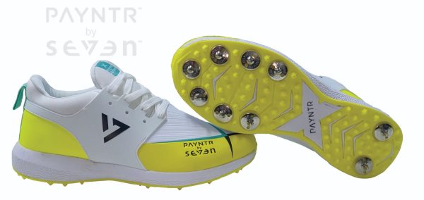 PAYNTR BY 7 CRICKET SPIKES- WHITE/YELLOW