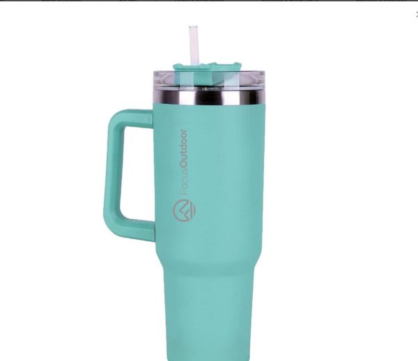 FocusOutdoor 1.2L Stainless-Steel Insulated Quencher Tumbler with Straw - White
